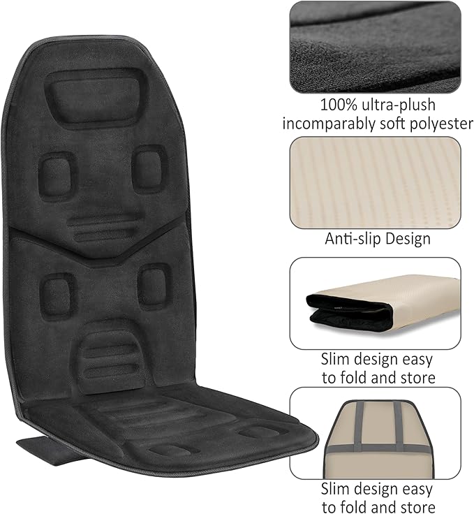 COMFIER Back Massager for Chair – Upgraded Vibration Chair Massager, Deep Tissue Back Massager for Pain Relief, Massage Chair Pad with Graphene Heating,Father Day Gifts