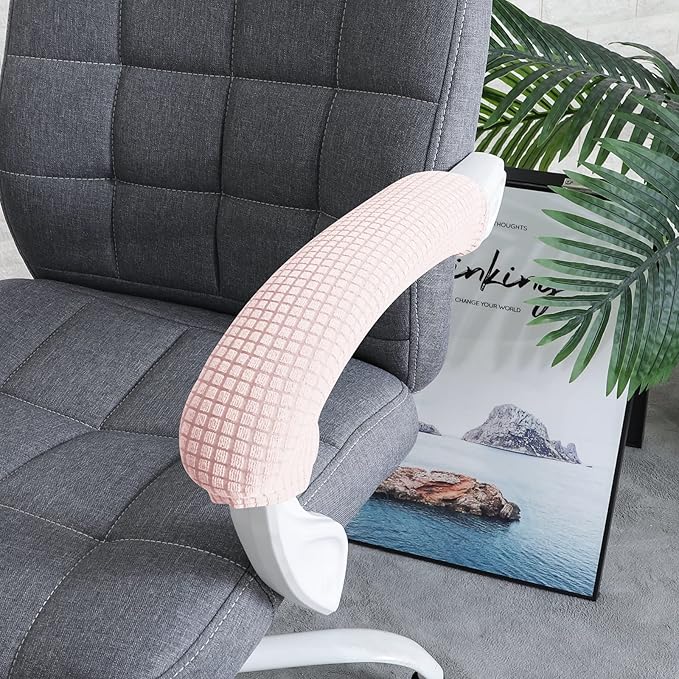 FORCHEER Office Chair Armrest Cover Stretchable Water Resistant Spandex Stretch Jacquard Computer Office Chair Arm Covers Chair Slipcover for Desk Chairs Arm 2P-Pink