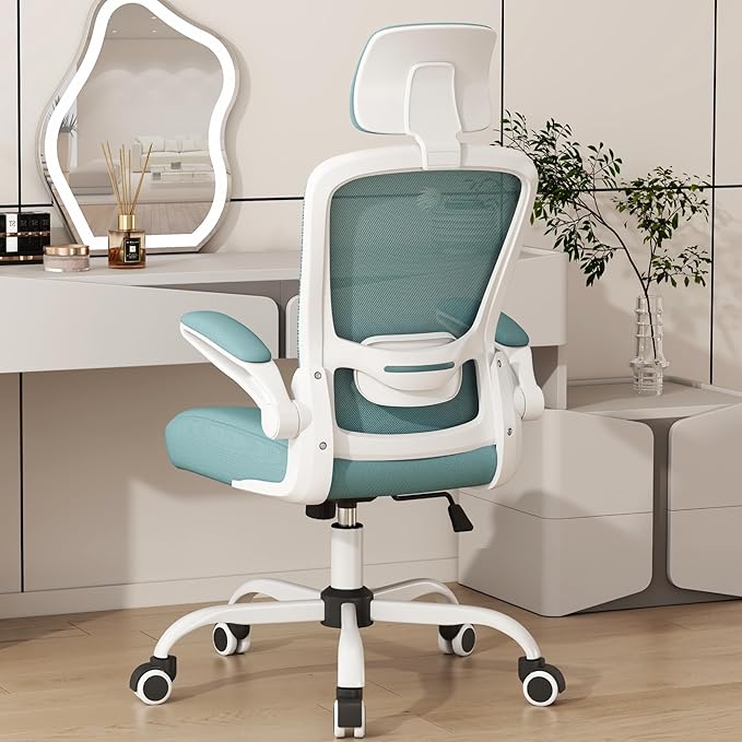 Mimoglad Office Chair, High Back Ergonomic Desk Chair with Adjustable Lumbar Support and Headrest, Swivel Task Chair with flip-up Armrests for Guitar Playing, 5 Years Warranty