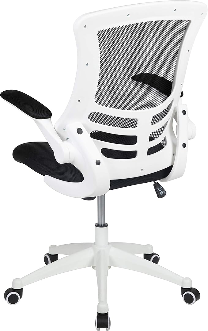 Flash Furniture Kelista Office Chair, Ergonomic, Mid-Back, White Frame, Black Mesh with Swivel