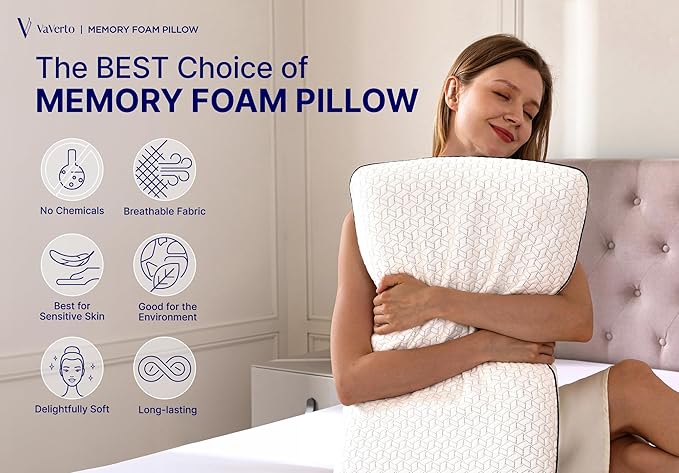 Cooling Gel Memory Foam Pillows - 1-Pack - Standard Size Memory Foam Pillow For Sleeping - Medium-Firm - Back, Stomach & Side Sleeper - Shoulder & Back Pain Relief - Washable, Bamboo Viscose Cover