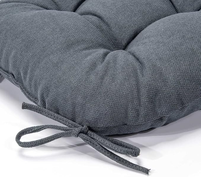 Chair Cushion, Chair Cushions for Dining Chairs, Chair Pads and Mat with Ties for Indoor Kitchen Seat and Desk (Dark Grey, 4 Count - 17 x 16 in)