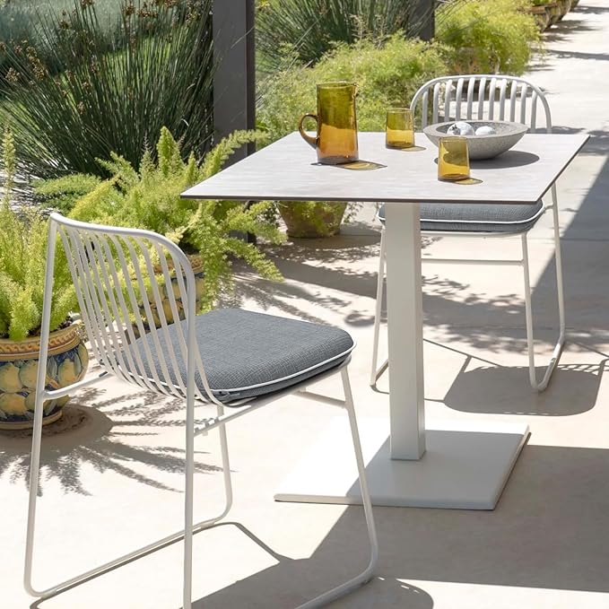 DYTXIII Set of 4 Outdoor Chair Cushions with Ties,Water Repellent Patio Chair Pads 17"x 16" for Outdoor Furniture,Round Corner Seat Cushions for Garden Yard Kitchen Textured Gray
