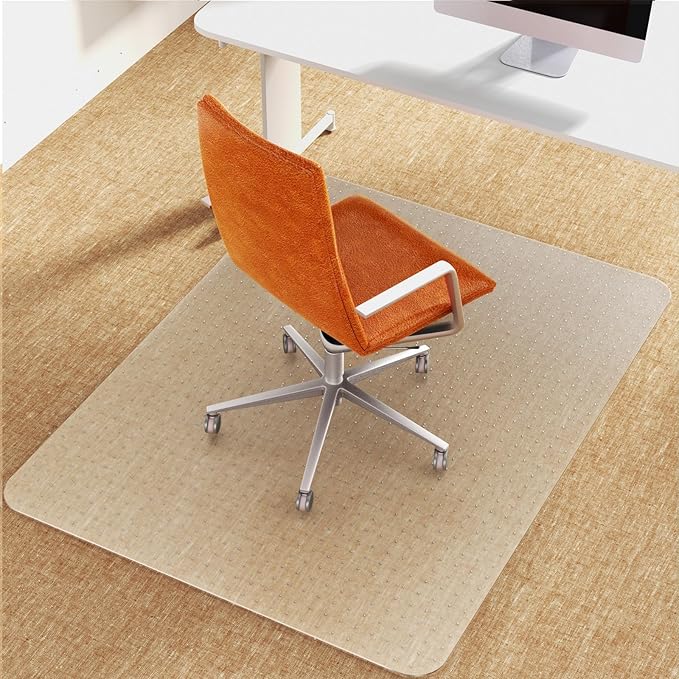 Heavy-Duty PVC Clear Chair Mat for Carpets - 36" x 48" Protects Low/Flat Pile, Non-Slip & Noise Reducing Office Mat for Rolling Chairs, Home Office & Gaming