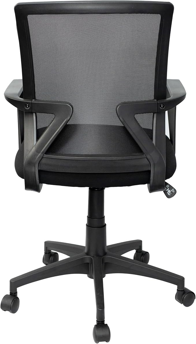Techni Mobili Ergonomic Mesh Office Chair, Breathable Black Task Chair for Home Office or Study with Adjustable Height & Tilt, Affordable Desk Chair with Lumbar Support, Swivel Base & Armrests