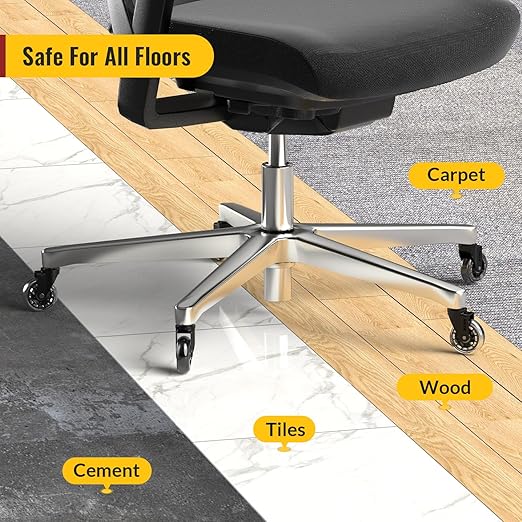 HOLKIE Office Chair Wheels Compatible with 1KEA 10x22mm Transparent ONLY 3 Inch Roller Blade Casters, Computer Gaming Replacement Rubber Wheels-Set of 5 for Hardwood Floors Desk Chair Rolling