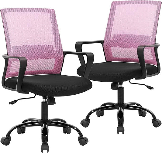 BestOffice Computer Chair Swivel Rolling Executive Lumbar Support Task Mesh Chair Metal Base for Women&Men, 2 Pack