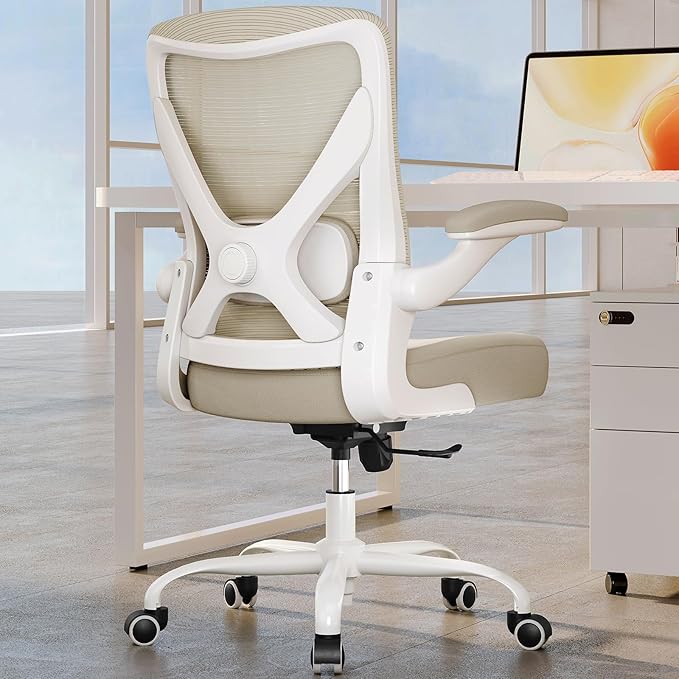 Ergalithic Ergonomic Office Chair - X-Shaped Computer Desk Chair Comfy, Gaming Chair, Office Chair with Lumbar Support, Mesh Office Chairs, Desk Chair for Long Hours(White Beige)