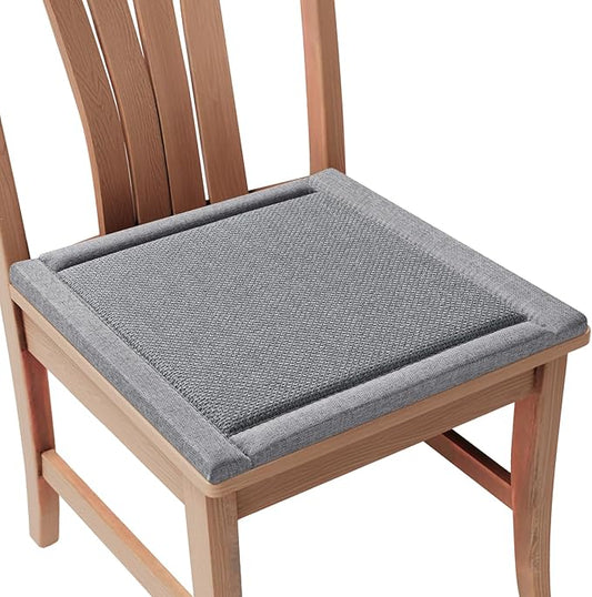 YDKGL Chair Cushions for Dining Chairs, Woven & Memory Foam Kitchen Chair Pads, Non Slip Backing Indoor Seat Cushion for Dining Room, Bar, Patio(1 Pack,Grey)