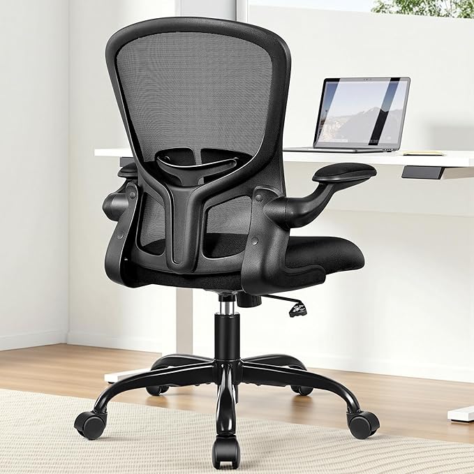 FelixKing Ergonomic Mesh Office Chair, Adjustable Lumbar Support & Height, Swivel Desk Chair with Wheels, Flip-up Armrests, Computer Chair for Home Office Chacool Black