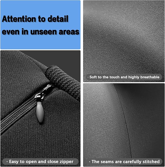Lumbar Support Pillow & Seat Cushion with Adjustable Strap, Memory Foam Chair Cushion for Sciatica Pain Relief, Washable Cover for Car, Travel and Wheelchair, Black