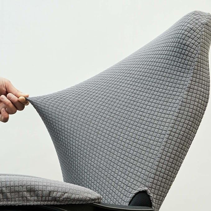 Melaluxe Office Chair Cover with Armrest Covers， Universal Stretch Desk Chair Cover, Computer Chair Slipcovers - Light Gray