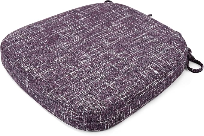 SINOSSO Thickened 2.5" Dining Chair Cushion, Soft Blended High Density Support Foam Kitchen Seat Cushion with Ties, U-Shaped Non-Slip Indoor Chair Pad, 16.5" x 16", 1 PCS, Purple
