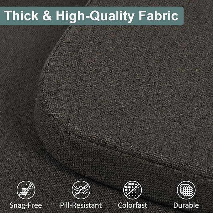 Shinnwa Seat Cushion for Dining Chairs, Patented Design Memory Foam Dining Chair Pad with Ties and Washable Cover, 17" x 16" x 2", Dark Brown