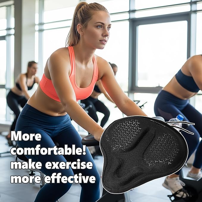 DAWAY Comfortable Bike Seat Cover - C3 Soft Gel & Memory Foam Padded Bike Seat Cushion for Women Men Seniors, Comfort, Fits for Peloton, Stationary, Exercise, Mountain and Cruiser Bicycle Saddles