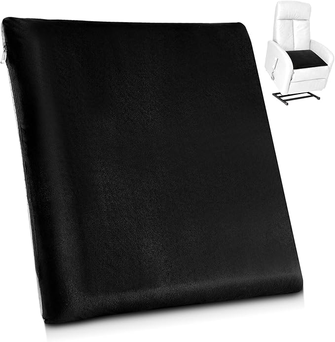 GlikCeil Recliner Cushion for Elderly with Memory Foam Square Seat Chair Cushion for Recliner Thick Non Slip Seat Pad for Chair, Couches(20 x 20 x 3,Black)
