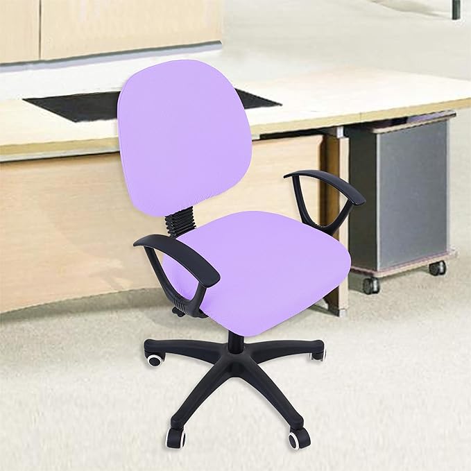 Smiry Stretch Jacquard Office Computer Chair Covers, Removable Washable Universal Desk Rotating Chair Slipcovers Protector, Seat + Backrest Cover, Lavender
