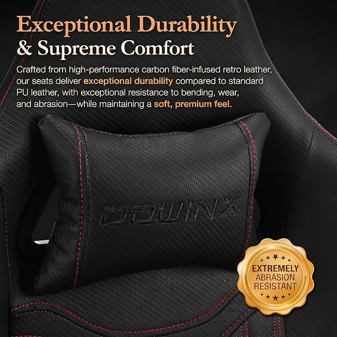 Dowinx Gaming Chair Breathable PU Leather Gamer Chair with Footrest Massage Lumbar Support, Big and Tall Ergonomic Reclining Computer Chair with Pocket Spring Cushion for Adults Teens(Black)