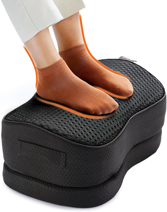 ErGear Foot Rest for Under Desk at Work - Adjustable Foot Rest with Breathable Washable Cover, Ergonomic Memory Foam FootRest for Home, Office Footrest of Latex-Like Slow-Bouncing Memory Sponge
