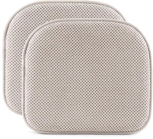 SWEMSTAR Chair Cushions - 15"*17" Kitchen Dining Chair Pads Foam Seat Cushion for Chairs Barstool Cushions Non Slip Seat Pad Set of 2 - Beige