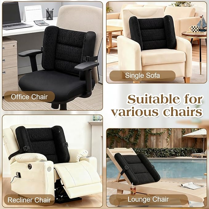 Lateral Support for Wheelchair Back Cushion Pressure Relief Side Support Pads Recliner Wheelchair Lumbar Pillow for Office Chair Back(Black)