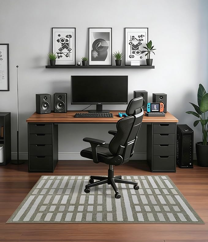 chakme Office Chair Mat for Hardwood Floor, 48"x36" Easy Glide Computer Desk Mat Protector for Rolling Chair Under Desk Rug Nonslip Backing, Machine Wash, (Dark Brown Plaid)