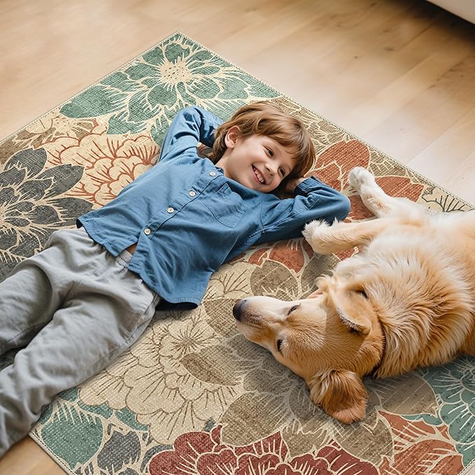 36"x48" Office Chair Mat for Hardwood Tile Floor, Under Desk Carpet Protector for Rolling Computer Chair Mat, Machine Washable Area Rug, Anti-Slip 1/5" Thick Low Pile Thin Vinyl Floor Mat, Terracotta