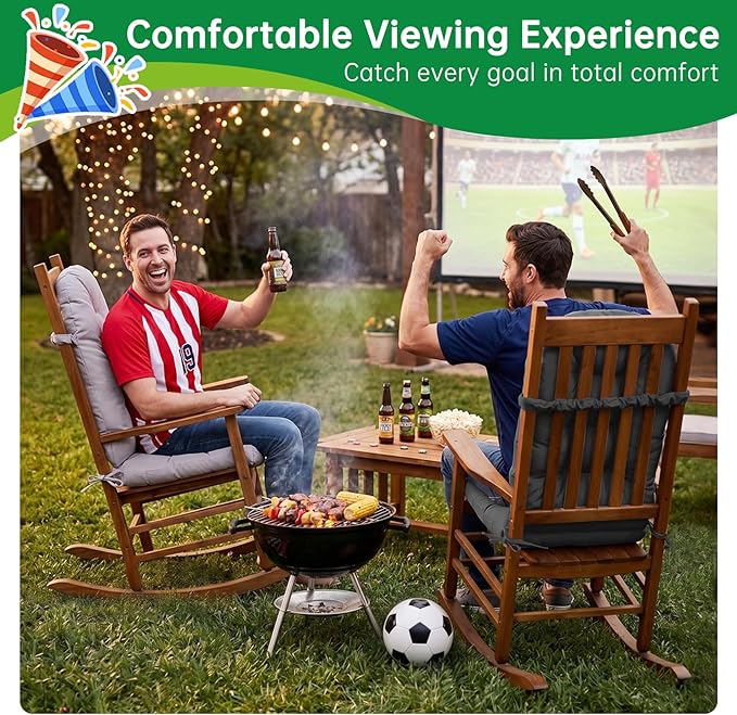 Adirondack Chair Cushion Waterproof Rocking Chair Cushion, Tufted High Back Patio Chair Cushions with Anti-Slip Ties for Rocking Chairs,Adirondack Chair,Patio Furniture (Black)