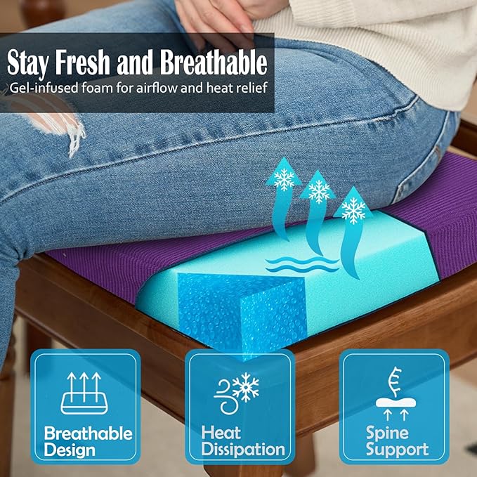 2'' Thick High-Density Foam Indoor Chair Cushions | Dining Chair Pads with Ties, Removable Washable Cover, Kitchen Chair Cushions 17"x16",Purple 4 Pack