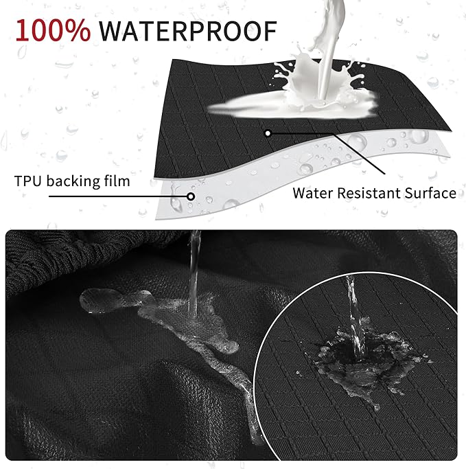 FORCHEER Waterproof Office Chair Seat Cover 20x20 Inch Black Stretch Jacquard Computer Chair Seat Cushion Slipcover Washable Removable