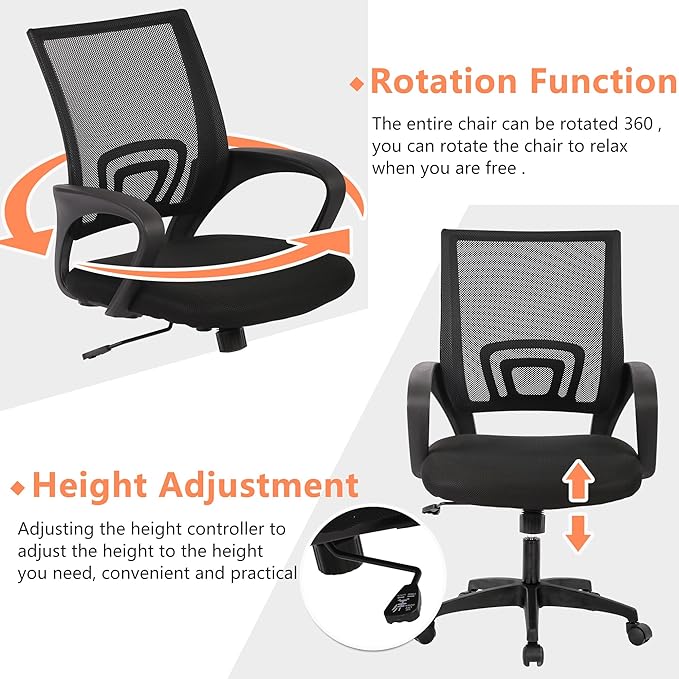 PayLessHere Home Office Chair Desk Computer Chair Adjustable Ergonomic Chair Lumbar Support Armrest Executive with High Density Mesh 360 Degree Swivel Chair for Adults Chair (Pack of 3, Black)