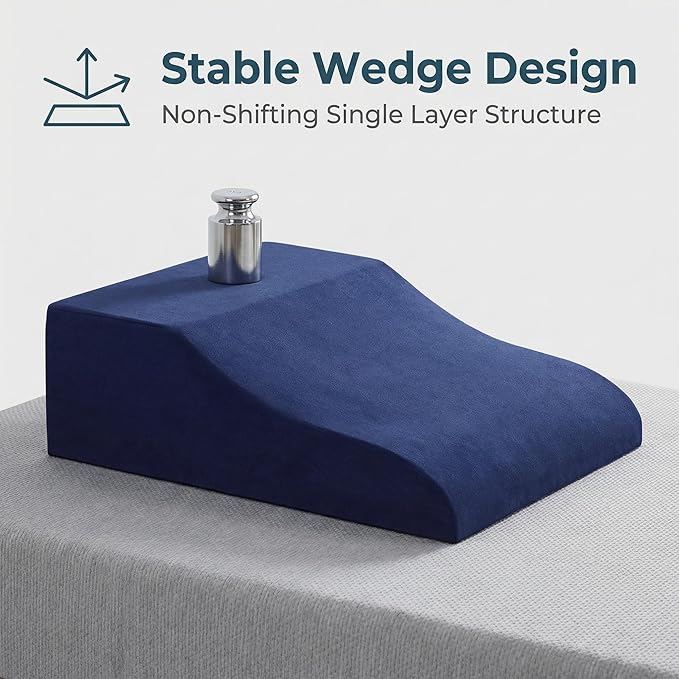 Leg Elevation Pillows for After Surgery, Ergonomic Memory Foam Wedge Leg Elevation Pillow Comfort Care for Back Knee Hip Ankles Pain, Knee Elevation Pillow for Injury, Rest Blue