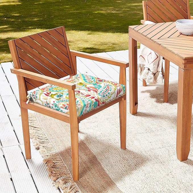 LVTXIII Outdoor Seat Cushions Set of 4 Square Corner Chair Cushions with Ties, Patio Chair Pads for Home Office and Patio Garden Furniture Decoration 18.5"x16"x2", Pretty Paisley