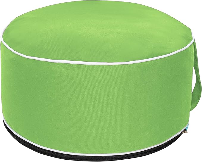 QILLOWAY Inflatable Outdoor Ottoman for Patio, Waterproof Round Pouf, Inflatable Foot Rest, Outdoor Footstool for Poolside, Garden，Camping,Green
