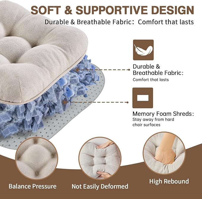 BETU Chair Cushions for Dining Chairs,3.5" Thick Kitchen Table Chair Pads with Ties,Non Slip Backing and Covers,Seat Cushion for Dining Room,Bar,Patio Chairs,18"X18"X3.5"