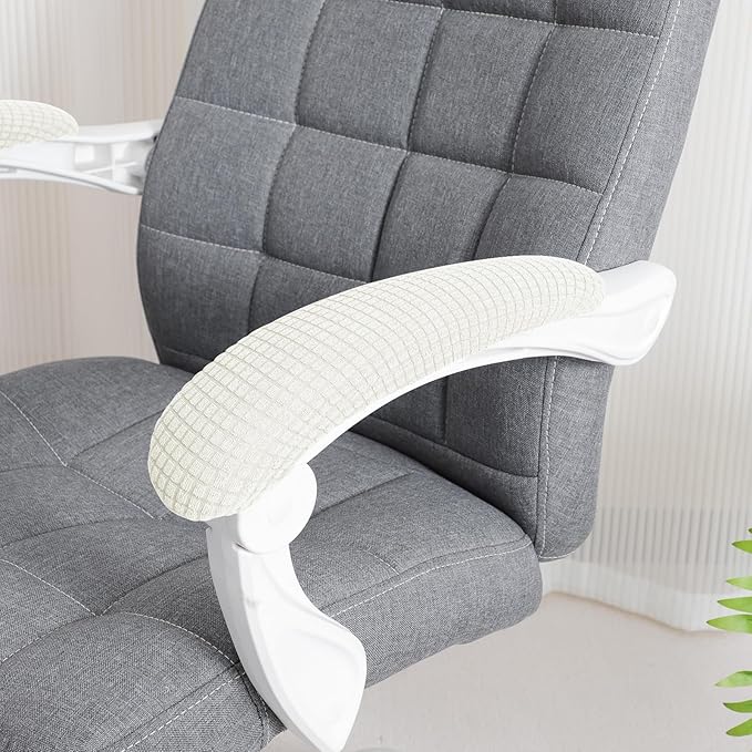 FORCHEER Office Chair Armrest Covers 10-13 inch Long Stretchable Water Resistant Jacquard Desk Chair Arm Rest Covers for Computer Chair Arm Removable Washable 2 Pieces-Cream