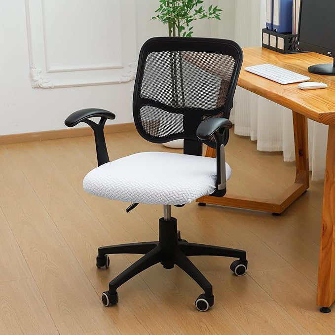 FORCHEER Waterproof Office Chair Seat Cover 20x20 1 Piece Strechable Jacquard Mesh Office Chair Seat Slipcover for Desk Chair Washable Replacement