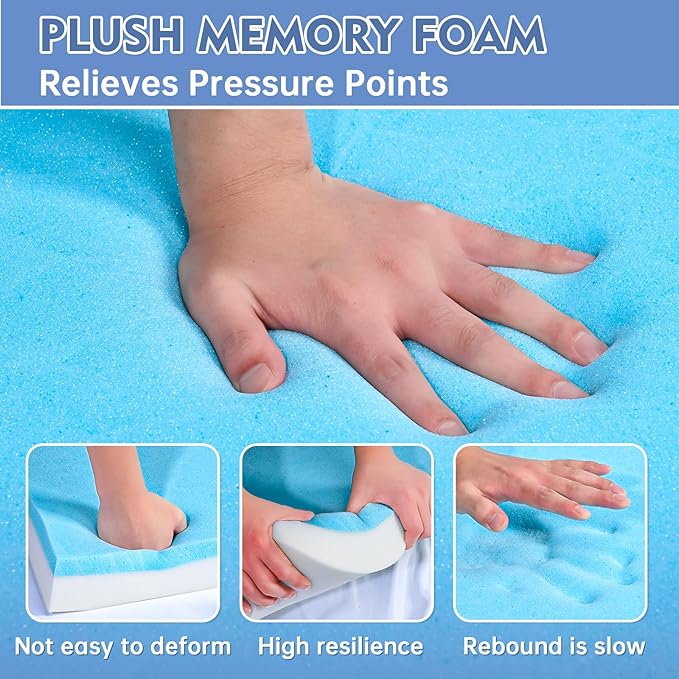 Upholstery Foam, 72" x 24" x 4" High Density Gel Memory Foam Padding Couch Cushion Support, Cut to Size Foam Replacement Pad for Sofa Sag Support