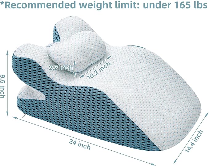 Ergonomic Wedge Pillow, Prone Pillow for Reading in Bed, Reading Pillow Wedge Memory Foam Back Support for Women Under 165 lbs