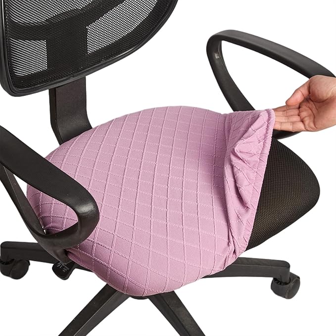 Melaluxe Stretch Jacquard Office Chair Cover, Removable Washable Desk Chair Cover Rotating Chair Seat Slipcover, Light Purple
