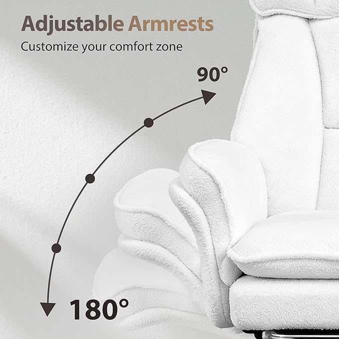 Big and Tall Office Chair, Executive Ergonomic Computer Gaming Chair with Foot Rest, Flip Armrests for Cross Legged Sitting & Pet, Premium Tech Fabric Wide Seat Reclining Desk Chair, Criss Cross Chair