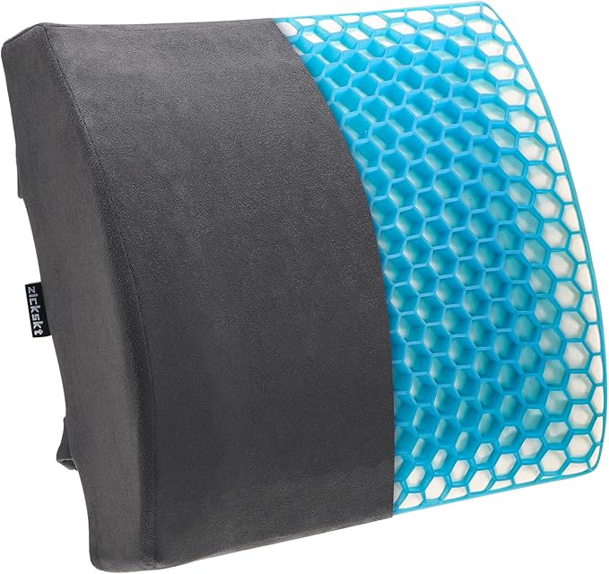 Lumbar Support Pillow for Office Chair - Memory Foam Back Cushion for Chair, Car, Couch - Lumbar Pillow Promotes Better Posture, Back Pain Relief with Adjustable Strap & Non-Slip