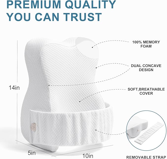 UJPFEO Knee Pillow for Side Sleepers,Leg Pillows for Sciatica,Knees,HIPS,Joints Between Legs,Back Pain Relief When Side Sleeping Spine Alignment Support for Knee Surgery Recovery,Removable Strap
