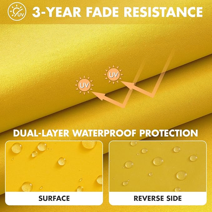MIULEE Yellow 24 x 24 x 4 Outdoor Chair Cushions Waterproof Patio Chair Cushions with Adjustable Straps Set of 2 for Patio Furniture 3-Year Color Fastness Garden Sofa Couch