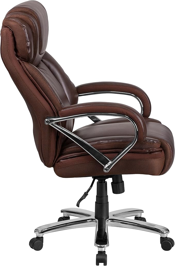 Flash Furniture Hercules Series High-Back Swivel LeatherSoft Office Chair, Ergonomic Executive Chair with Headrest and Adjustable Height, Brown