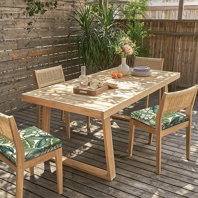LVTXIII Outdoor Seat Cushions Seasonal Replacement Chair Cushions, Patio Chair Pads with Ties for Dining Chairs and Garden Furniture, Square Back, 18.5"x16"x2", 4 Pack, Tropical Paradise