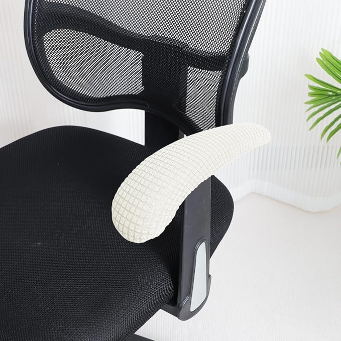 FORCHEER Office Chair Armrest Covers 10-13 inch Long Stretchable Water Resistant Jacquard Desk Chair Arm Rest Covers for Computer Chair Arm Removable Washable 2 Pieces-Cream