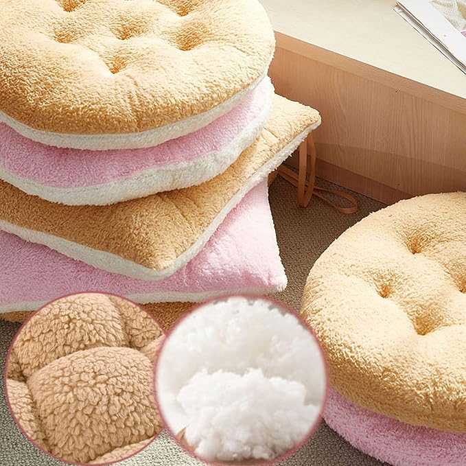 Comfortable Square and Round Artificial Lambswool Chair Pads,Soft Fluffy Chair Seat Cushion Plush Cushions Seat Pad for Home Office Meditation (14 inch(35cm), Square-Off-White)
