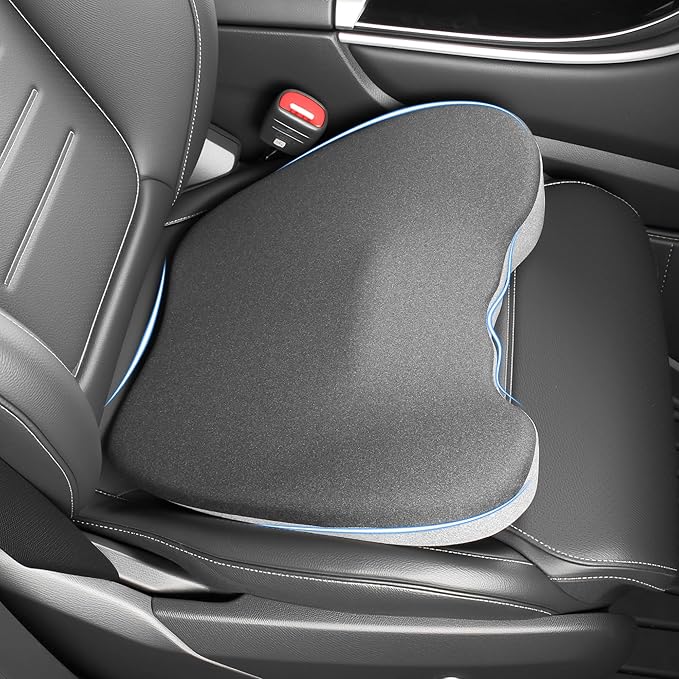 Car Seat Cushion, 2 in 1 Wedge Car Cushions or Lumbar Support for Driving, Extra Large Memory Foam Seat Cushion for Sciatica Pain Relief, Driver Seat Cushion for Car Truck, Black