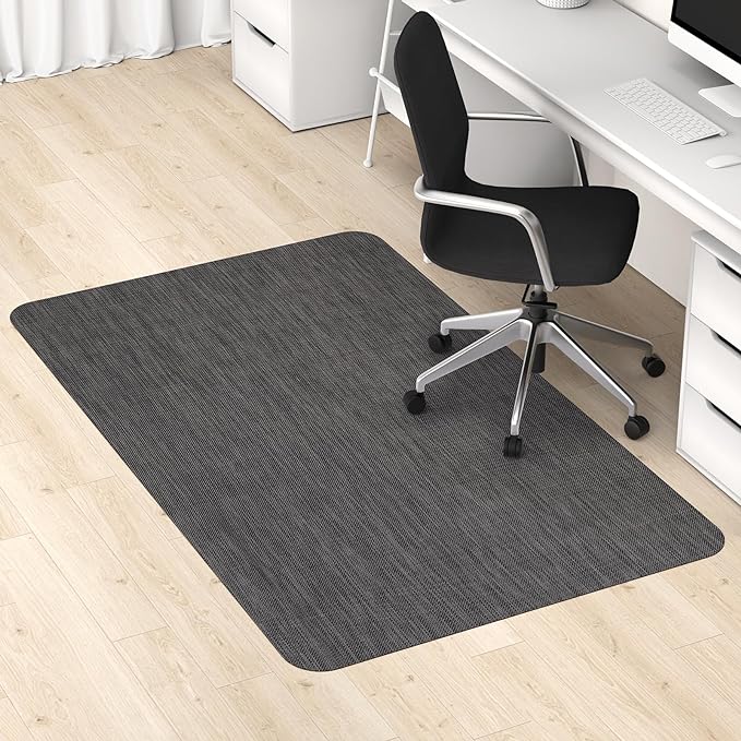 Blvornl Office Chair Mat for Hardwood Floor, 45"x 53" Desk Chair Mat for Hard Wood and Tile Floor, Large Anti-Slip Hard Floor Protector, PVC Mat Desk Rug for Office Home, Black